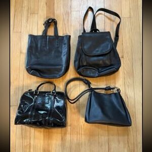 small faux leather black bags/pocketbooks - dr bag, backpack, tote and purse